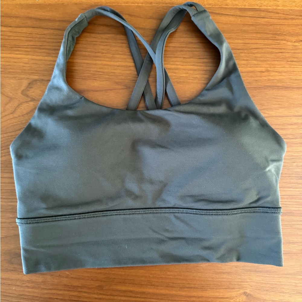Lululemon Energy Longline Bra, Dark Olive Green - size 4
